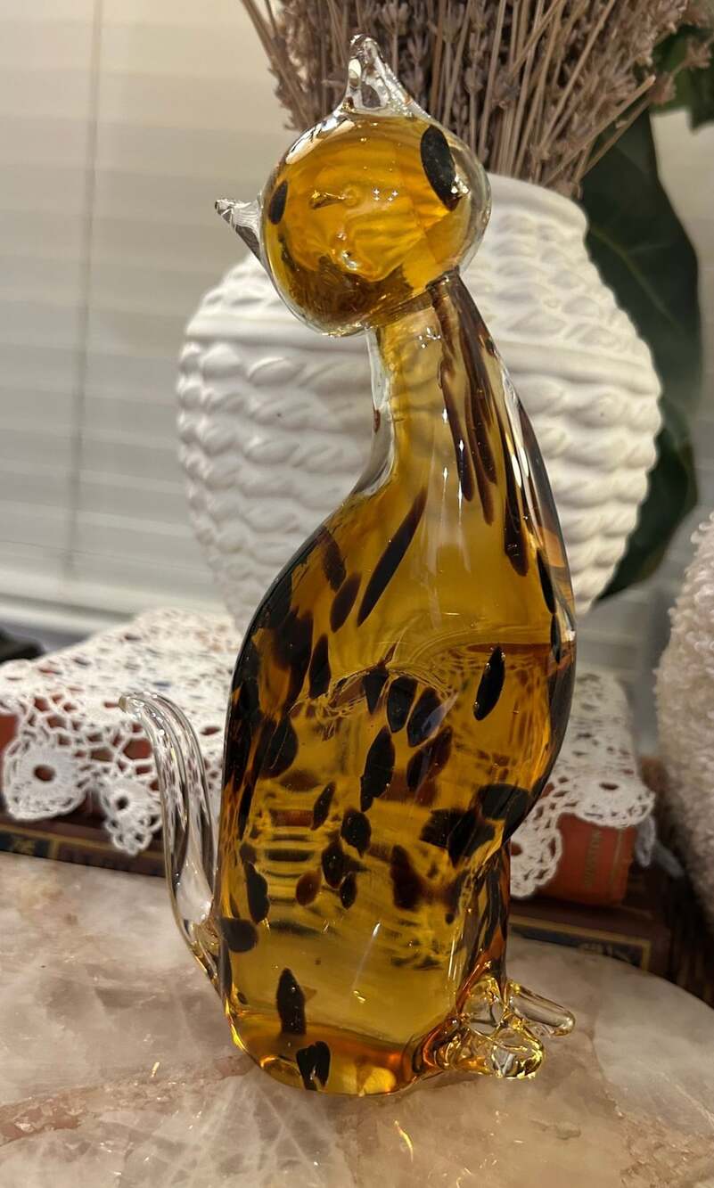 Amber Art Glass Cat